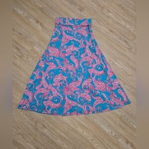 LuLaRoe Maxi Skirt with Pink and Blue Paisley